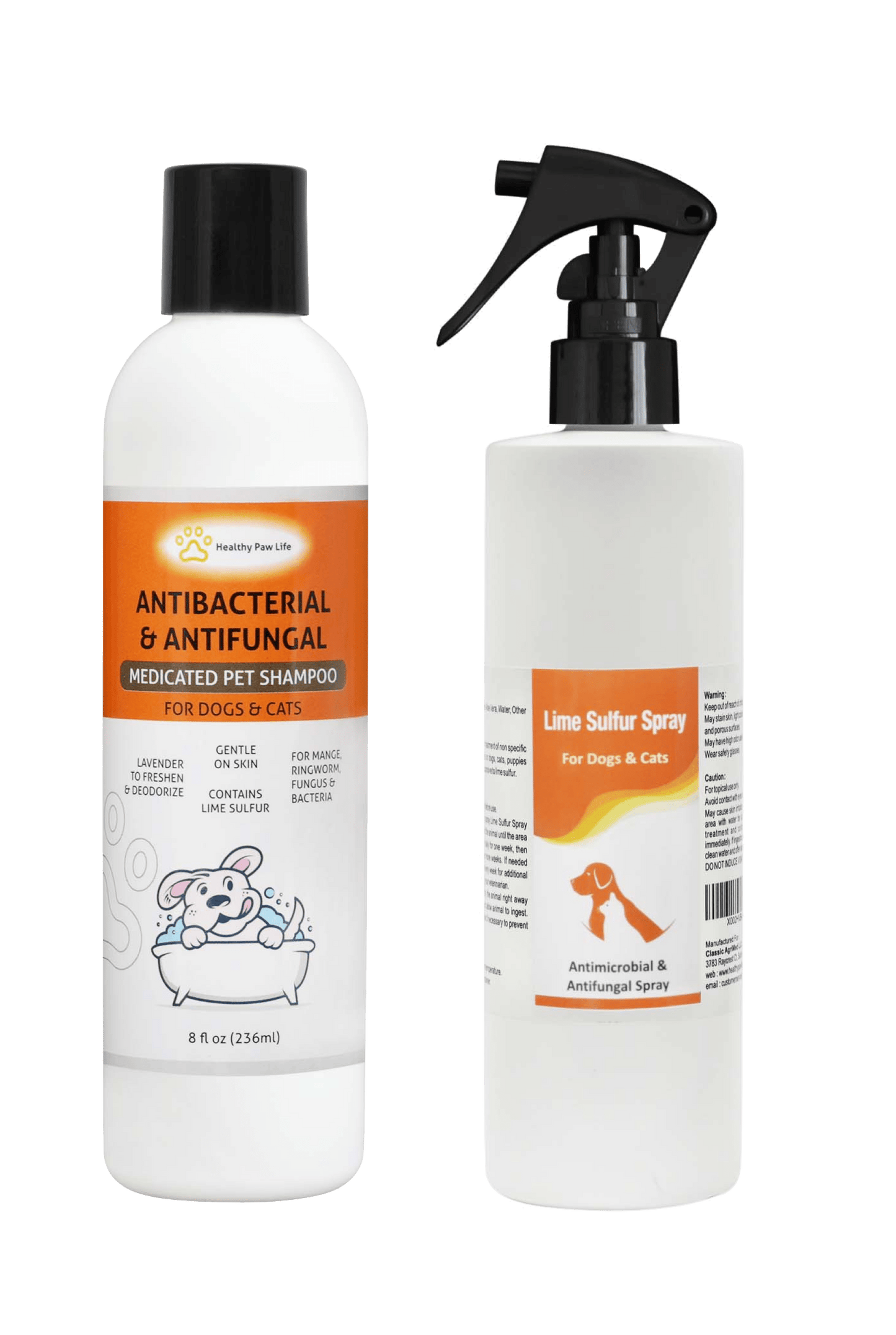 Lime Sulfur Pet Shampoo and Spray (8 oz each)